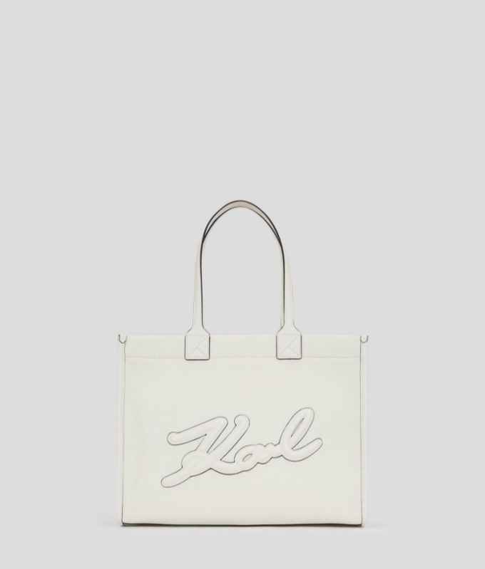 WOMEN'S K/SKUARE GRAINY LARGE TOTE BAG - Off White