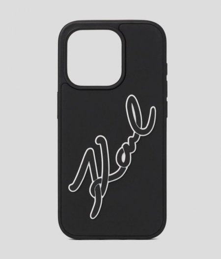 WOMEN'S K/SIGNATURE RUBBER IPHONE 15 PRO CASE - Black