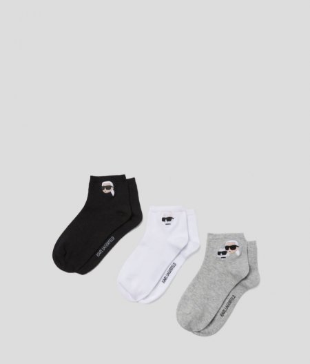 WOMEN'S IKON SHORT SOCKS – 3-PACK - Black/White/Grey