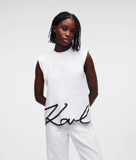 WOMEN'S KARL SIGNATURE TANK TOP - White/Black