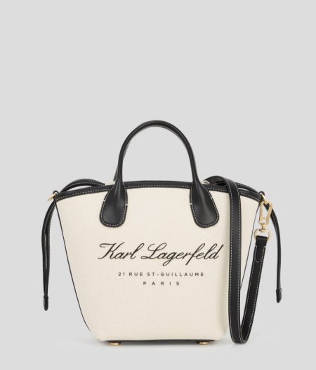 WOMEN'S HOTEL KARL SMALL CANVAS TOTE BAG - Natural/Black