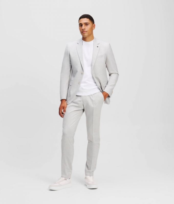 MEN'S SINGLE-BREASTED TWO-PIECE SUIT - Silver