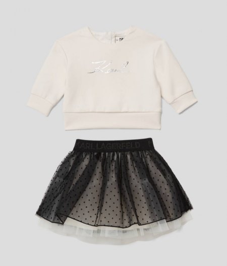 BABY SWEATSHIRT AND SKIRT SET - White/Black