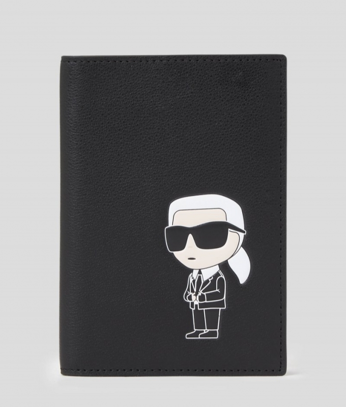 WOMEN'S IKON LEATHER PASSPORT CASE - Black