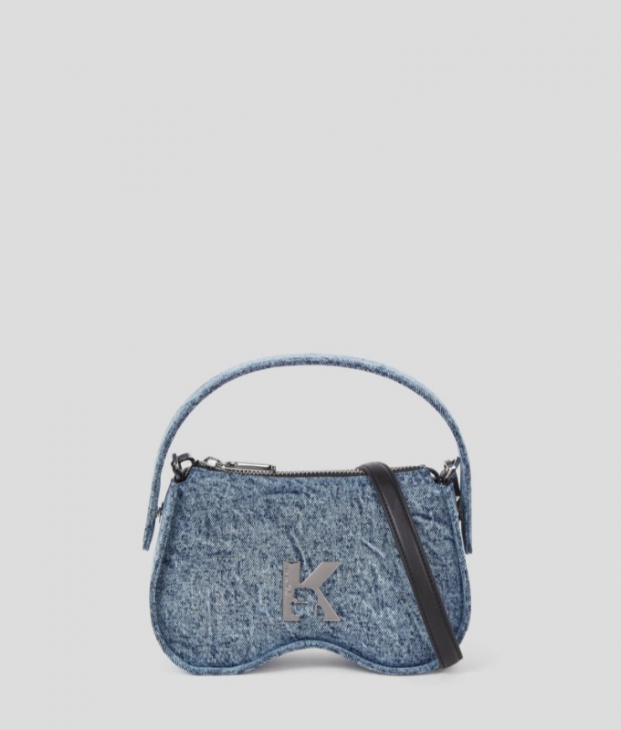 WOMEN'S KLJ SUNGLASSES DENIM TOP-HANDLE BAG - Acid Light Blue