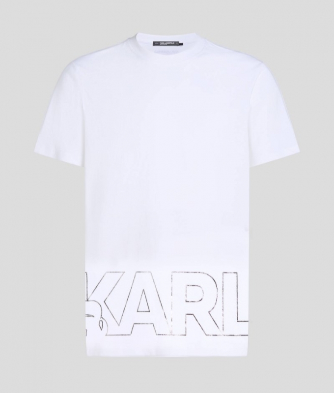 MEN'S METALLIC KARL LOGO BEACH T-SHIRT - White