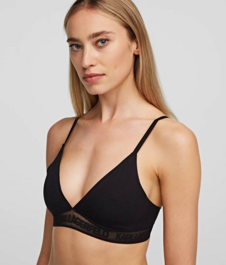 WOMEN'S ULTRA-LIGHT KARL LOGO TRIANGLE BRA - Mocha