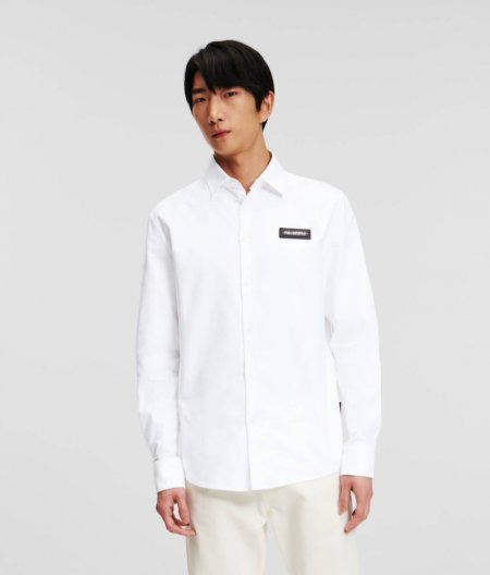 MEN'S KARL LOGO OXFORD SHIRT - White