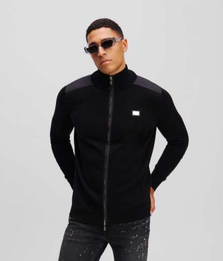 MEN'S ZIP-UP KNITTED JACKET - Black