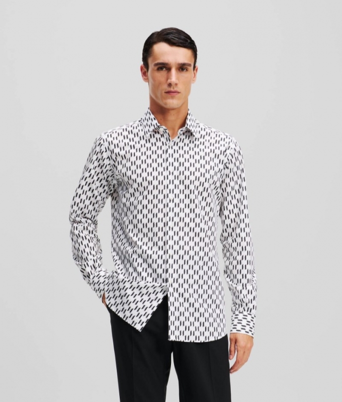 MEN'S KL MONOGRAM SHIRT - White/Black