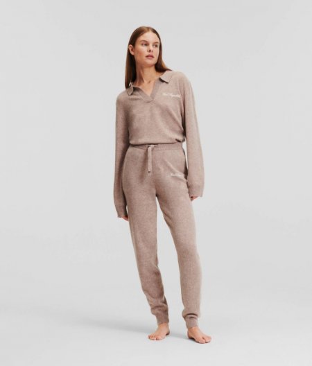 WOMEN'S HOTEL KARL CASHMERE JOGGERS - Toast Beige