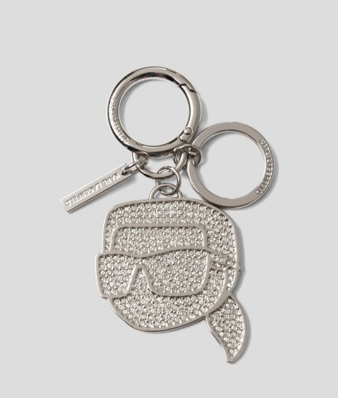 WOMEN'S IKON RHINESTONE KARL KEYCHAIN - Silver