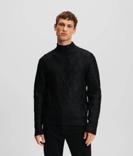 MEN'S CHUNKY TURTLENECK SWEATER - Black