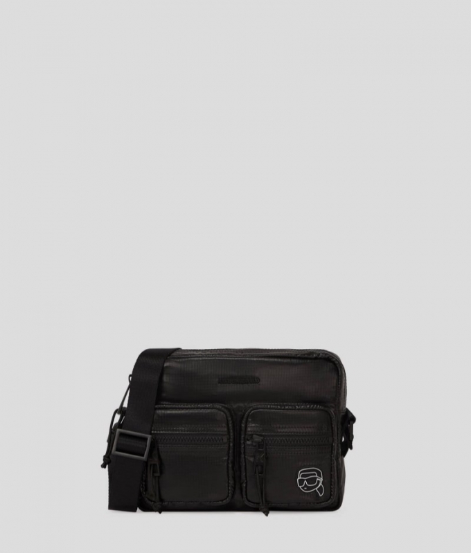 MEN'S IKON PUFFY NYLON CROSSBODY BAG - Black