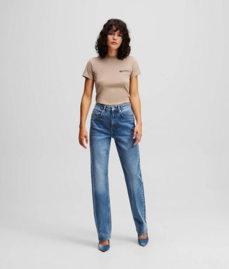 WOMEN'S HIGH-RISE STRAIGHT JEANS - Washed Mid Blue