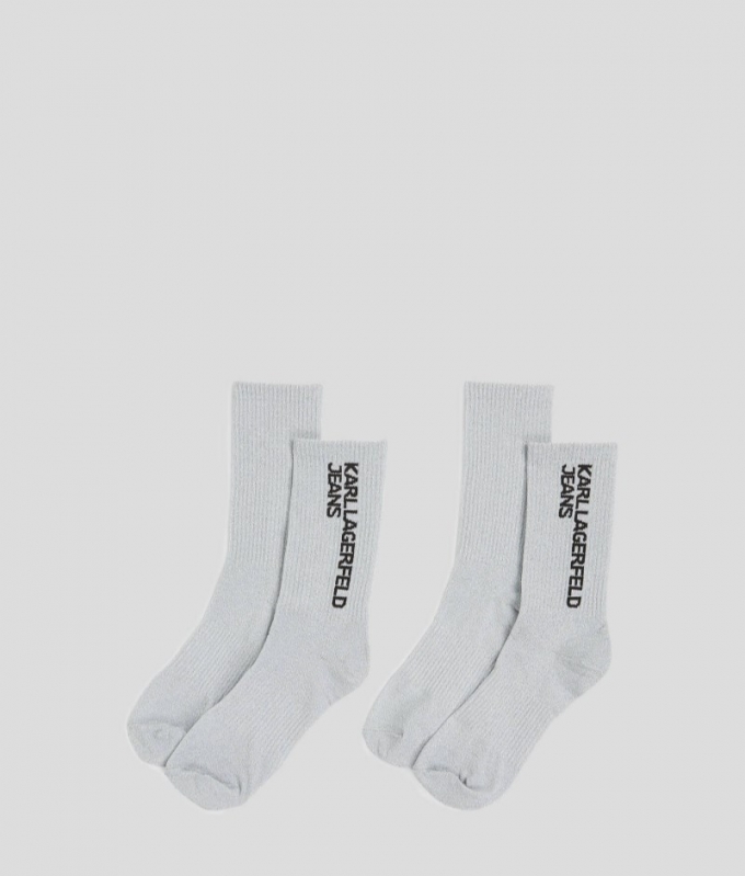 WOMEN'S METALLIC SOCKS - 2-PACK - Steel