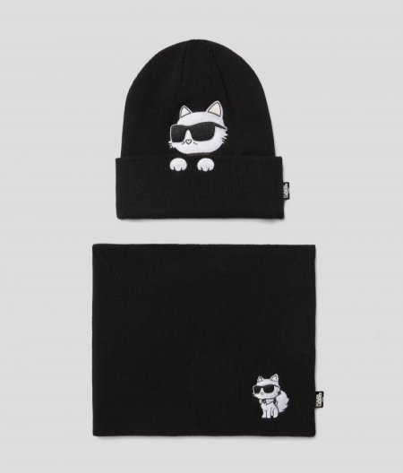 GIRLS IKON HAT AND SNOOD SET - Black