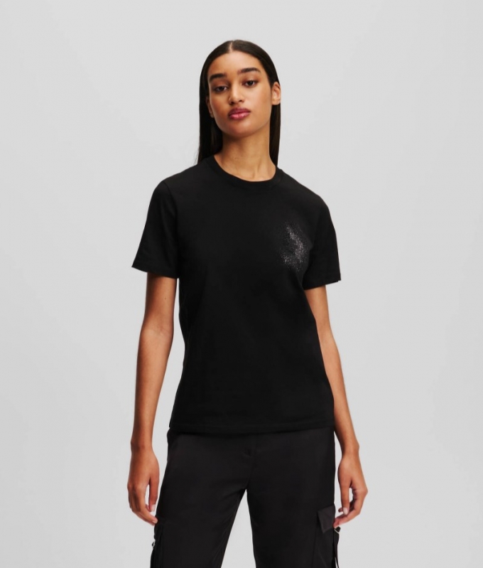 WOMEN'S KARL KAMEO RHINESTONE T-SHIRT - Black