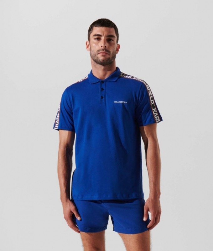 MEN'S KARL LOGO BEACH POLO SHIRT - Mazarine blue