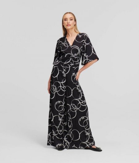 WOMEN'S CIRCLE PRINT JUMPSUIT - Circle AOP black/white