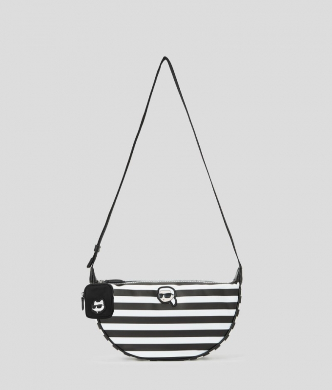 WOMEN'S IKON NYLON SMALL HALF-MOON BAG - Small Stripe Black-White