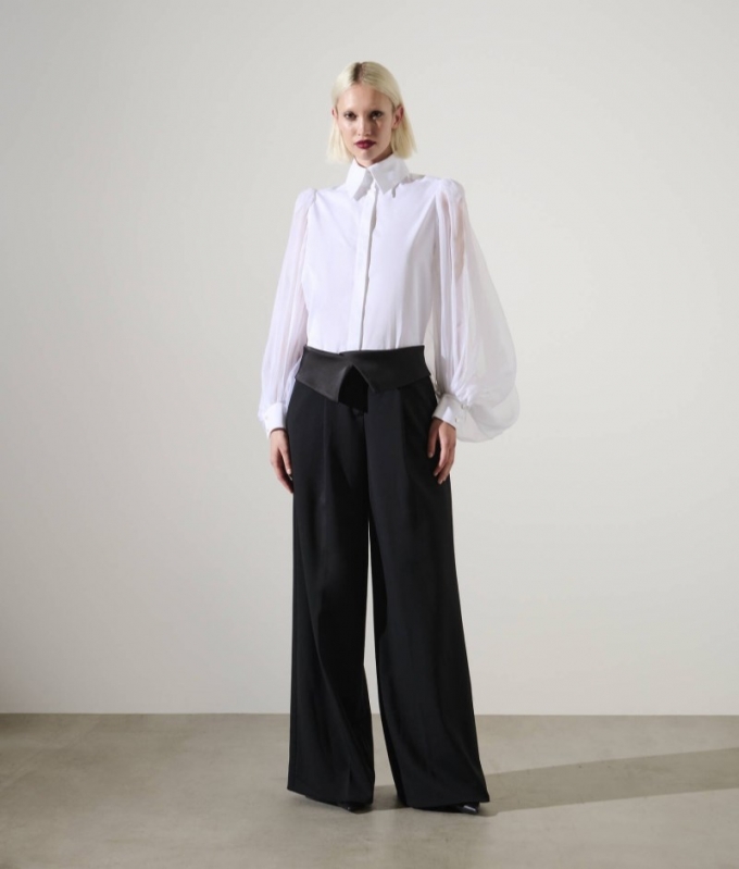 WOMEN'S KARL STUDIO WIDE-LEG PANTS - Black