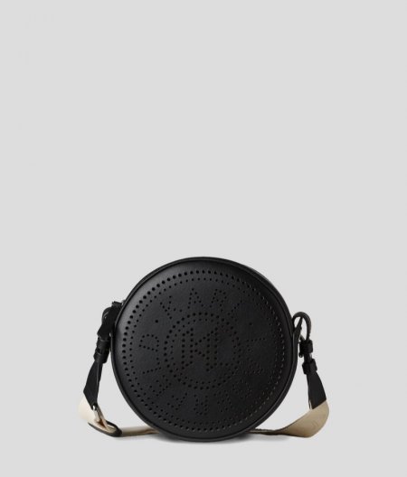 WOMEN'S K/CIRCLE ROUND PERFORATED LOGO CROSSBODY BAG - Off White