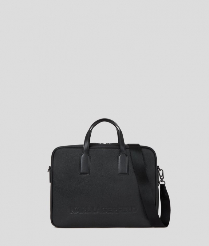 MEN'S K/ESSENTIAL LEATHER BRIEFCASE - Black