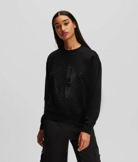 WOMEN'S KARL KAMEO RHINESTONE SWEATSHIRT - Black