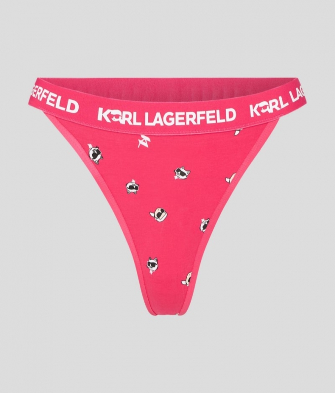 WOMEN'S KARL IKON THONG - All Over Print Raspberry