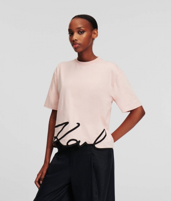 WOMEN'S KARL SIGNATURE HEM T-SHIRT - White