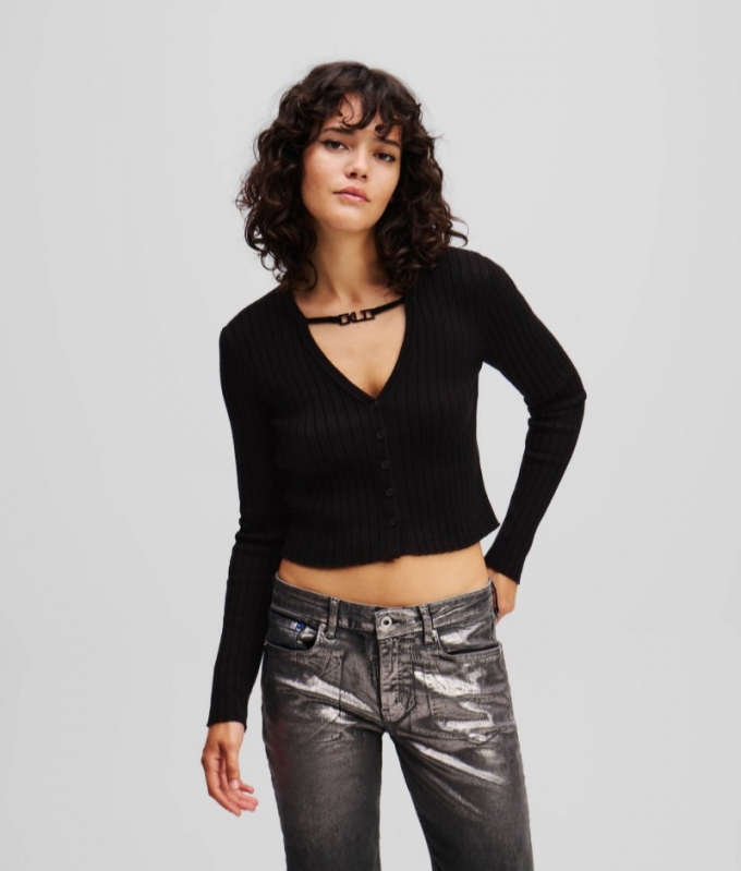 WOMEN'S CROPPED CARDIGAN - Black