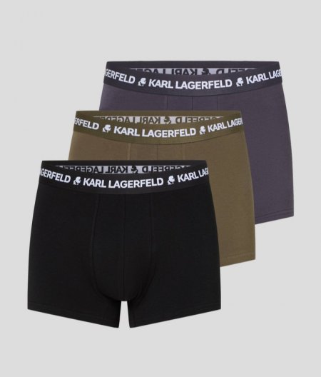 MEN'S MULTICOLORED KARL LOGO TRUNKS – 3 PACK - Night Blue/Olive/Black