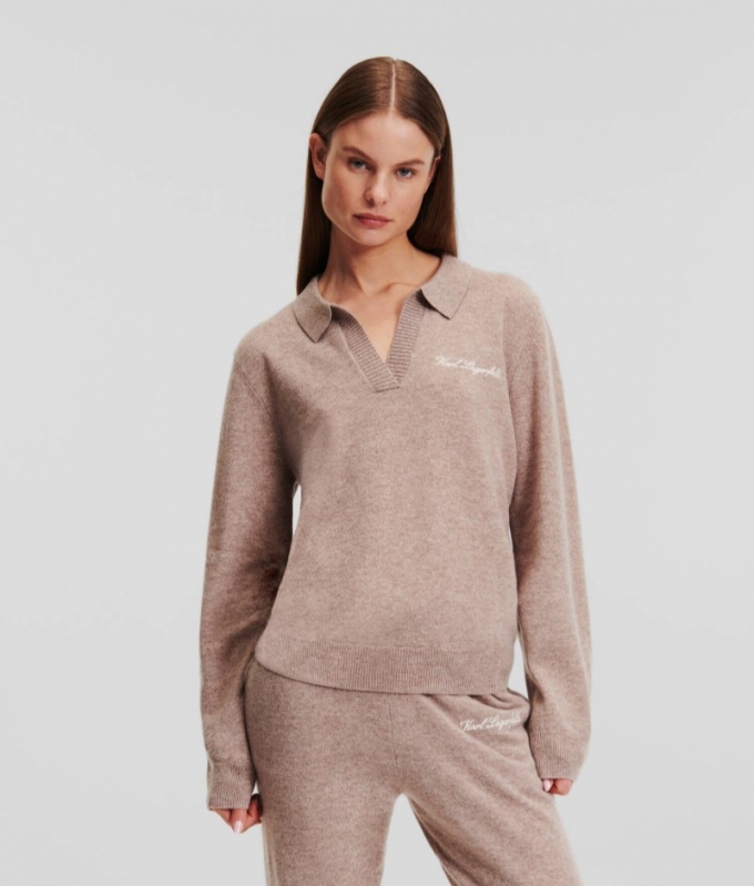 WOMEN'S HOTEL KARL CASHMERE SWEATER - Toast Beige