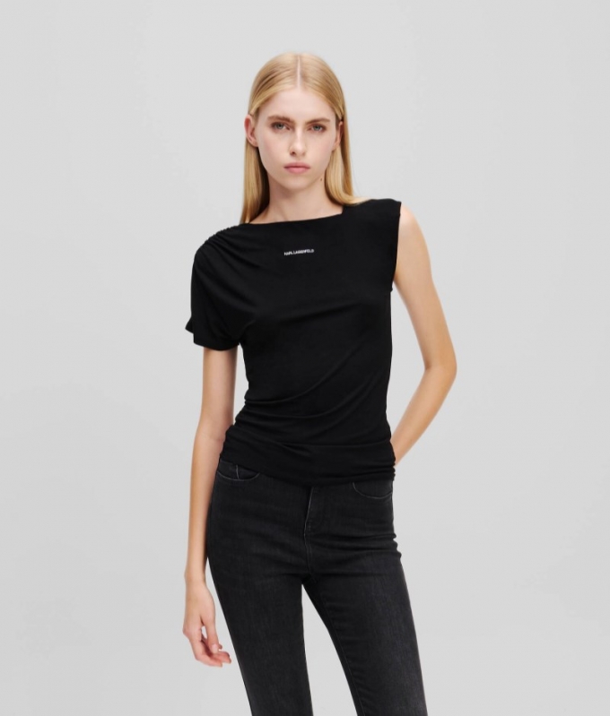 WOMEN'S ONE SLEEVE T-SHIRT - Black