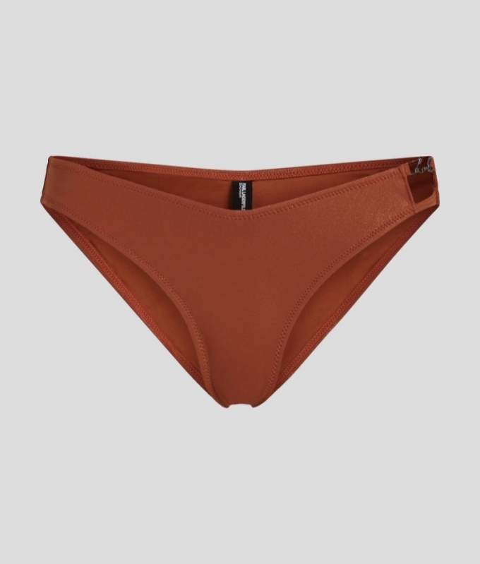 WOMEN'S KARL SIGNATURE SHINY BIKINI BOTTOMS - Copper