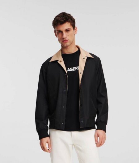 MEN'S REVERSIBLE COLOR BLOCK BOMBER JACKET - Travertine / Black