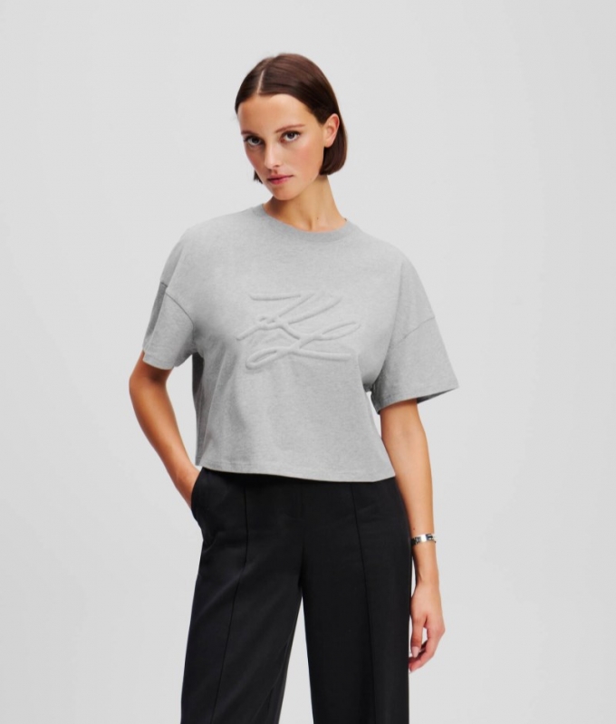 WOMEN'S KARL AUTOGRAPH T-SHIRT - Light Grey Mel