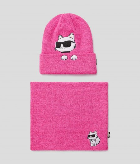 GIRLS IKON HAT AND SNOOD SET - Pink