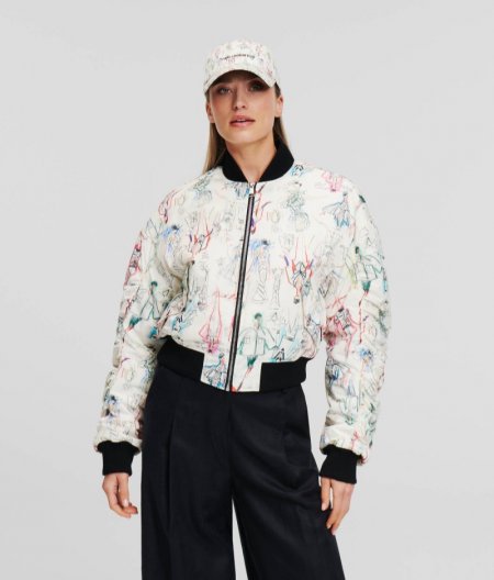 WOMEN'S K/ARCHIVE SKETCH BOMBER JACKET - Sketches Multi