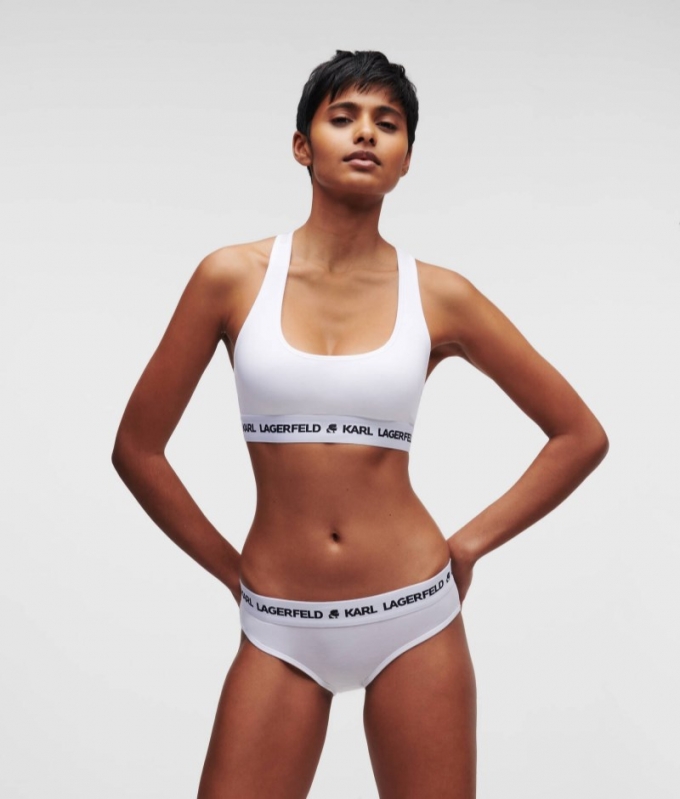 WOMEN'S KARL LOGO BRALETTE - White