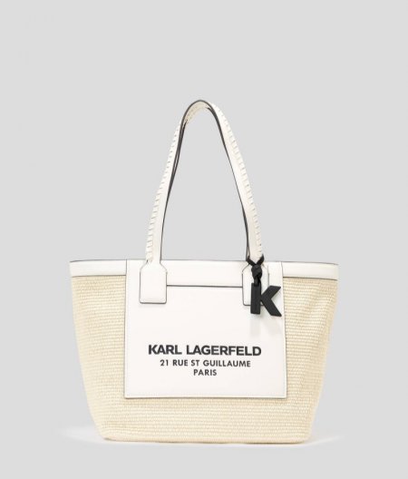 WOMEN'S RUE ST-GUILLAUME RAFFIA LARGE TOTE BAG - Off White