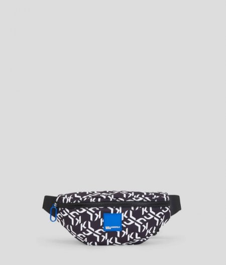 WOMEN'S KLJ MONOGRAM BUMBAG - Black White All Over Print