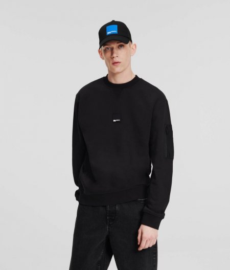 MEN'S KLJ MIX MATERIAL SWEATSHIRT - BLACK