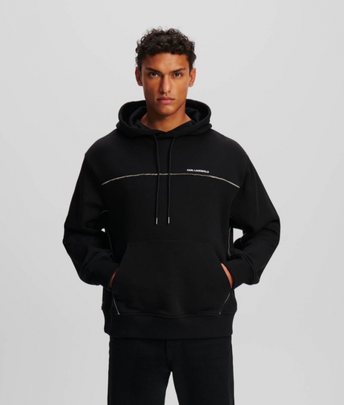 MEN'S REFLECTIVE PIPE-LINED HOODIE - Black