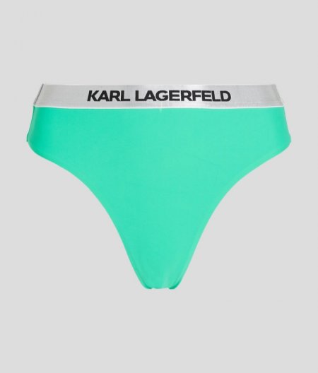 WOMEN'S KARL LOGO HIGH-RISE BIKINI BOTTOMS - Florida Keys Green