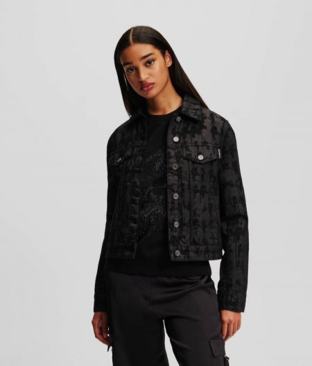 WOMEN'S KARL KAMEO DENIM JACKET - Black denim kameo