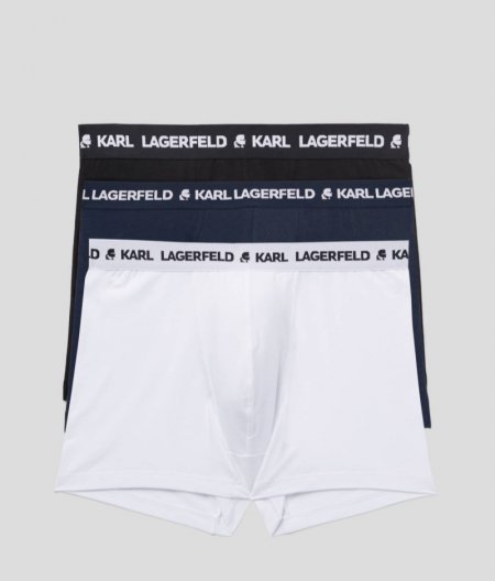 MEN'S KARL LOGO MONOCHROME TRUNKS - 3 PACK - White