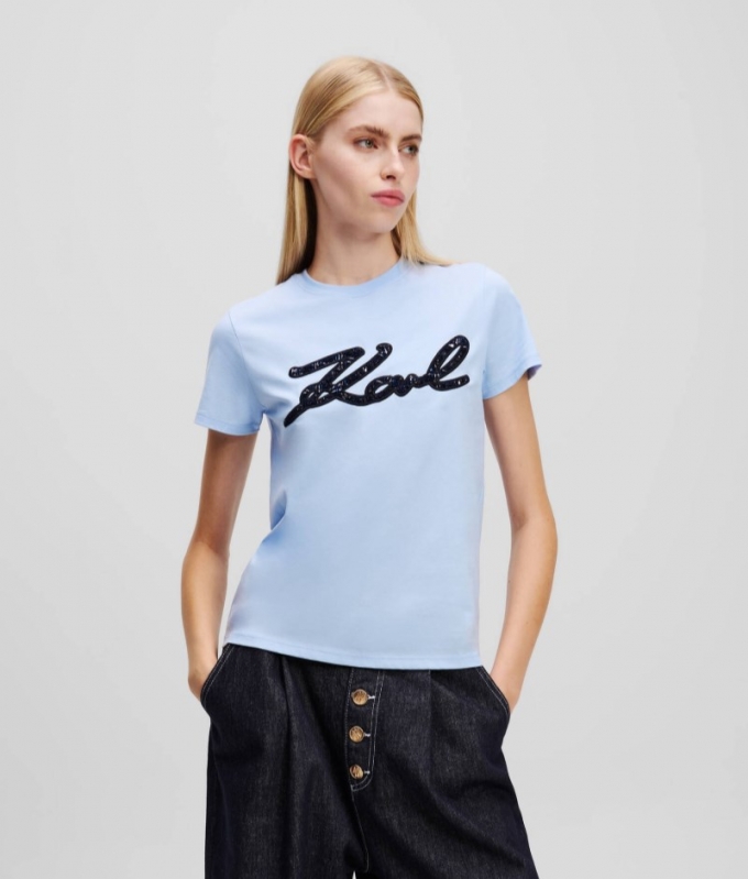 WOMEN'S BOUCLÉ KARL SIGNATURE T-SHIRT - White