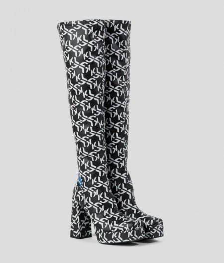 WOMEN'S KL Jeans STAK HEEL II Boots - Black/White